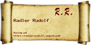 Radler Rudolf névjegykártya